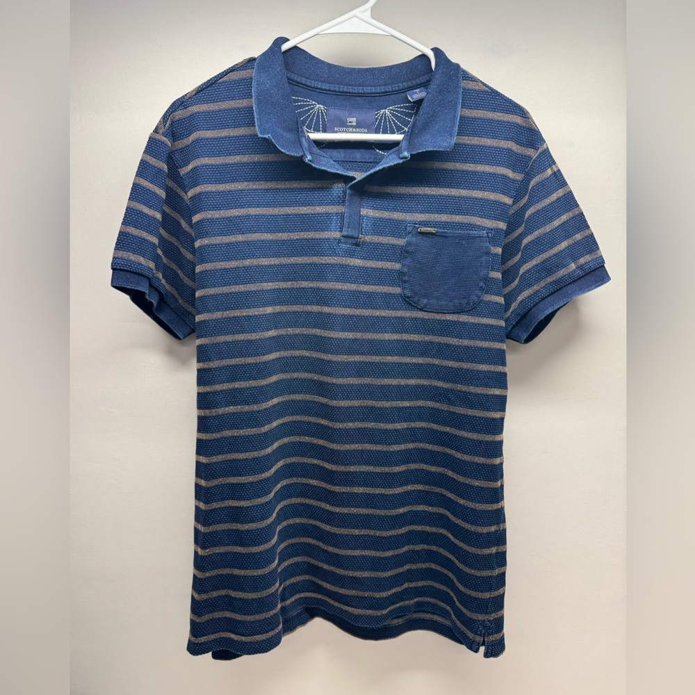 Scotch & Soda Amsterdam Adventures Striped Polo Shirt - Size Large